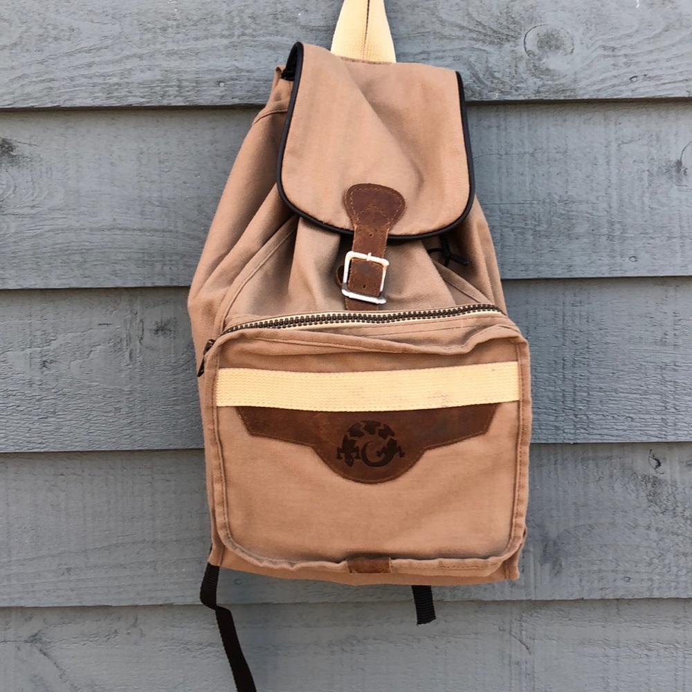 VINTAGE Khaki Tan Canvas Desert Backpack